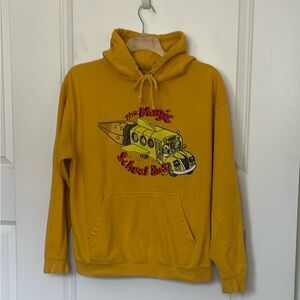 Vintage 90s Magic School Bus Yellow Hoodie Medium